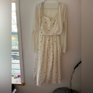 White Dress with Colorful Embroidery